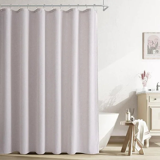 Naturoom Champagne Linen Shower Curtain, Cloth Textured Fabric Shower Curtain Set with Hooks, Simple Elegant Modern Farmhouse Country Ultra Thick Bath Curtains for Bathroom,Water Repellent,72x90 - ModernBath