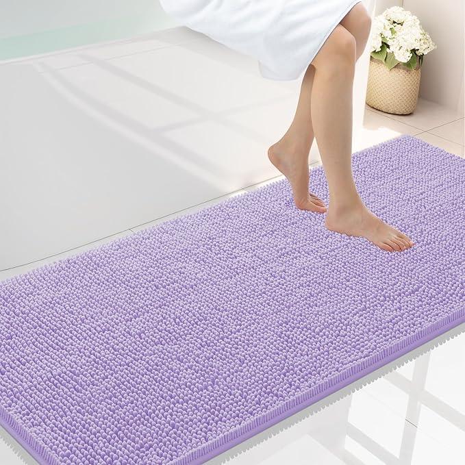Smiry Luxury Chenille Bathroom Rugs 59x24, Extra Soft and Absorbent Shaggy Bath Mat, Machine Washable, Non-Slip Plush Carpet Runner for Tub, Shower, and Floor, Home Decor Accessories, Purple - ModernBath