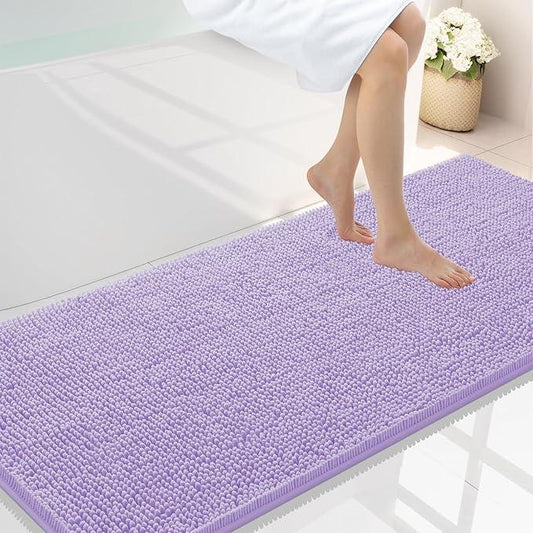 Smiry Luxury Chenille Bathroom Rugs 59x24, Extra Soft and Absorbent Shaggy Bath Mat, Machine Washable, Non-Slip Plush Carpet Runner for Tub, Shower, and Floor, Home Decor Accessories, Purple - ModernBath