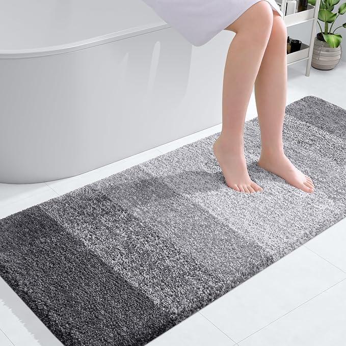 OLANLY Bathroom Runner Rugs 54x24, Extra Soft Absorbent Microfiber Bath Rugs, Rubber Backing, Quick Dry, Machine Washable Bath Mats for Bathroom Floor, Tub and Shower, Home Decor Accessories, Grey - ModernBath