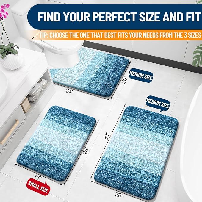 OLANLY Bathroom Rugs Mat 30x20, Extra Soft Absorbent Microfiber Bath Rugs, Rubber Backing, Quick Dry, Washable Bath Mats for Bathroom Floor, Tub and Shower, Home Decor Accessories, Peacock Blue - ModernBath