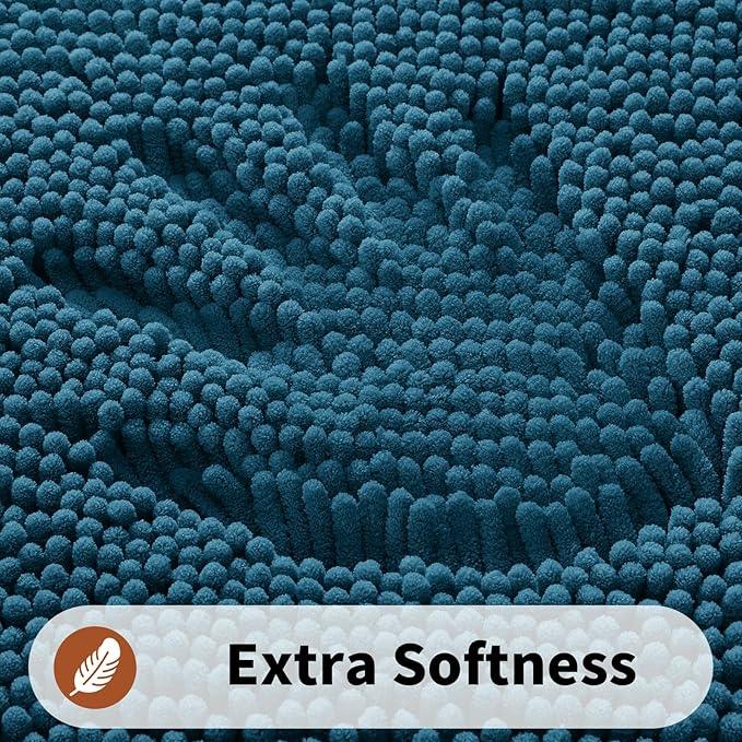 Yimobra Toilet Rugs U Shaped Washable - 24"x20" Non Slip Plush Contour Bath Rugs for Toilet - Super Soft Absorbent Quick Dry Toilet Mats for Bathroom,Peacock Blue - ModernBath