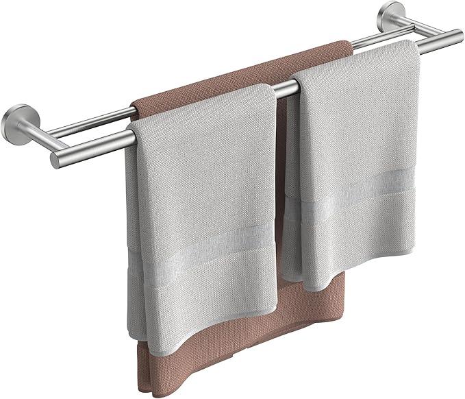 FORIOUS Double Towel Bar, 24 Inch Double Towel Racks for Bathroom, Heavy Duty SUS304 Stainless Steel Towel Bar Brushed Nickel, Includes Wall Mounting Hardware, Brushed Nickel - ModernBath