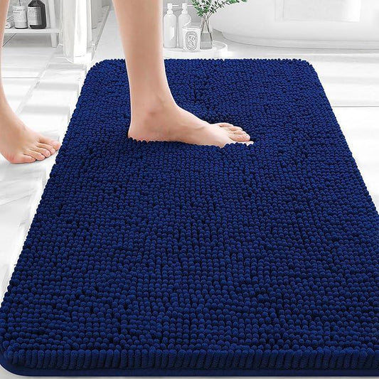 OLANLY Bathroom Rugs 30x20, Extra Soft Absorbent Chenille Bath Rugs, Rubber Backing Quick Dry, Machine Washable Bath Mats for Bathroom Floor, Tub and Shower, Home Decor Accessories, Navy - ModernBath