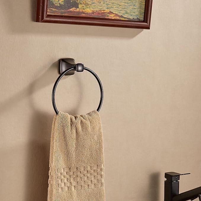 KOCUUY Oil Rubbed Bronze Towel Ring, Bathroom Bronze Towel Holder, Bath Hand Towel Holder Wall Mounted Antique Farmhouse Rustic ORB - ModernBath