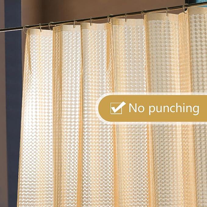 NTBAY EVA Semi-Transparent Clear Shower Curtain with Yellow Checkered, Water-Repellent Liner with 3 Magnets for Bathroom, 72x72 Inches - ModernBath