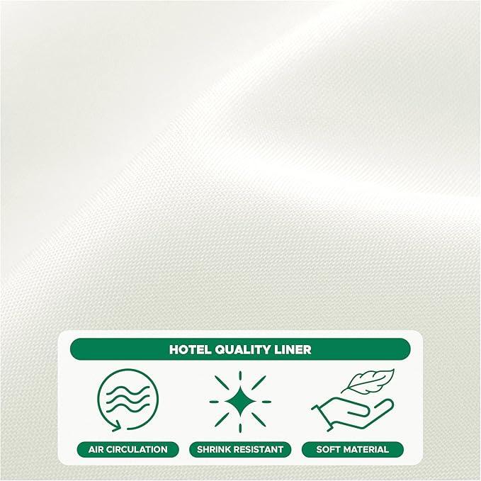 Biscaynebay Hotel Quality Fabric Shower Curtain Liners 72" X 72", Ivory Water Resistant Bathroom Curtains Rust Resistant Grommets Weighted Bottom Hem Machine Washable - ModernBath