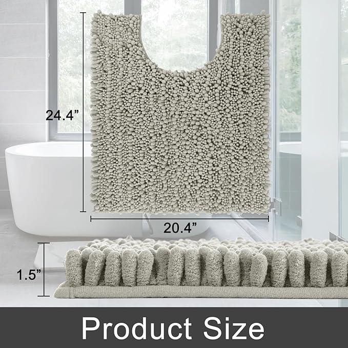 Yimobra Toilet Rug U Shaped Washable 24x20 Inch - Ultra Soft Absorbent Chenille Bath Rugs for Toilet, Quick Dry & Machine Washable, Non Slip Contour Bathroom Mat, Sand - ModernBath
