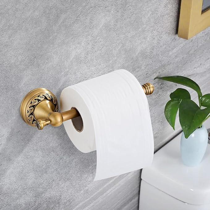 Antique Brass Toilet Paper Holder Towel Ring, Brushed Brass Towel Holder Toilet Paper Roll Holder, Rustic Towel Rack Bathroom Accessories Set Hardware 2 Pieces Farmhouse Wall Mounted - ModernBath