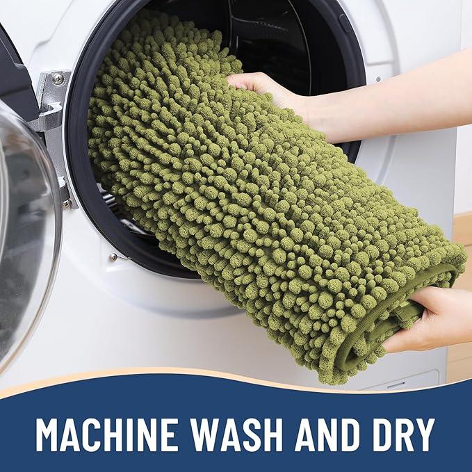 Arotive Luxury Chenille Bathroom Rug Mat, Extra Soft Thick Absorbent Shaggy Bath Rugs, Non-Slip Machine Wash Dry, Plush Bath Mats for Bathroom, Shower and Tub, 24x16, Willow Green - ModernBath