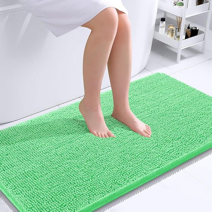 OLANLY Bathroom Rugs 44x24, Extra Soft Absorbent Chenille Bath Rugs, Rubber Backing Quick Dry, Machine Washable Bath Mats for Bathroom Floor, Tub and Shower, Home Decor Accessories, Mint Green - ModernBath