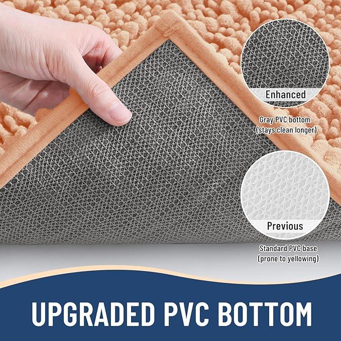 Arotive Luxury Chenille Bathroom Rug Mat, Extra Soft Thick Absorbent Shaggy Bath Rugs, Non-Slip Machine Wash Dry, Plush Bath Mats for Bathroom, Shower and Tub, 36x24, Peach - ModernBath