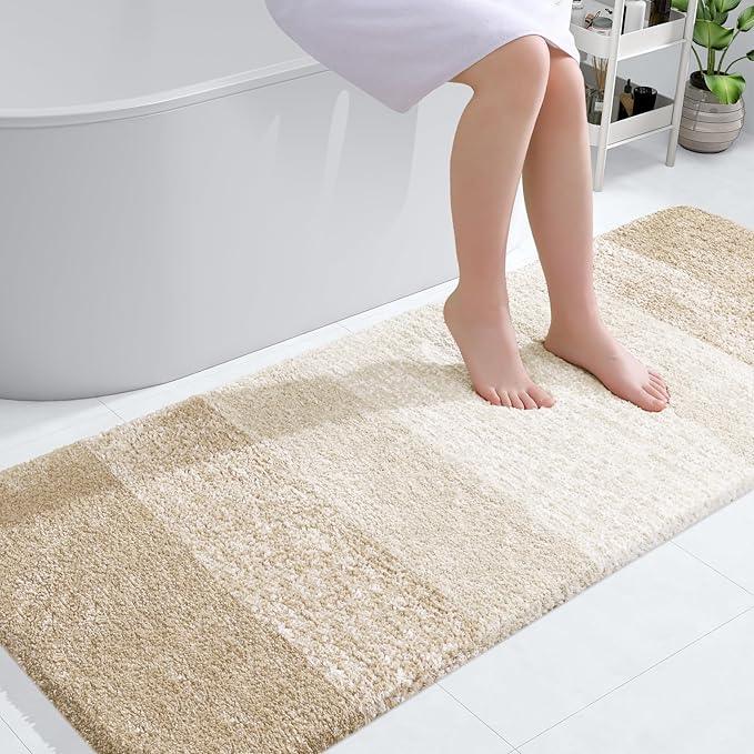 OLANLY Bathroom Runner Rugs 59x24, Extra Soft Absorbent Microfiber Bath Rugs, Rubber Backing, Quick Dry, Washable Bath Mats for Bathroom Floor, Tub and Shower, Home Decor Accessories, Light Beige - ModernBath