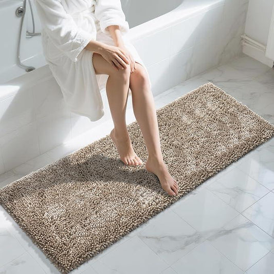 Yimobra Long Bathroom Rugs Runner 60x24 Inch, Extra Thick Soft Absorbent Chenille Bath Mat, Non Slip Machine Washable, Quick Dry Bath Rugs for Bathroom Floor, Tub and Shower, Camel - ModernBath