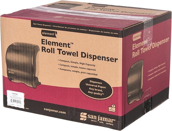 San Jamar Classic Element Paper Towel Dispenser Wall-Mounted Commercial Roll Dispenser, Fits All Core Sizes with Lever for Bathroom, Kitchens, and Restaurants, Plastic, Universal Paper, Black Pearl - ModernBath