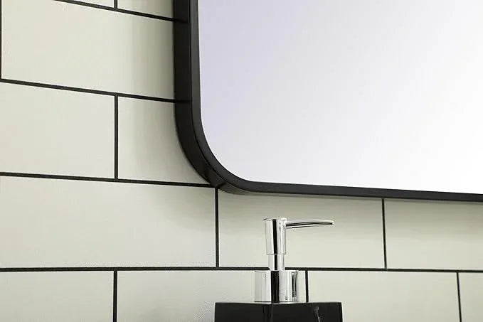 ARS Concepts Aura, Soft Corner Metal Rectangular Mirror 24X32 Inch in Black, Modern, Black - ModernBath