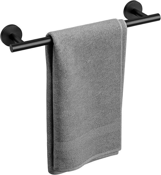 Matte Black Towel Bar, 16 Inch Bathroom Towel Rack, Towel Holder Wall Mounted, Thicken SUS304 Stainless Steel Towel Rod Modern Home Decor (Total Length 18-Inch) - ModernBath
