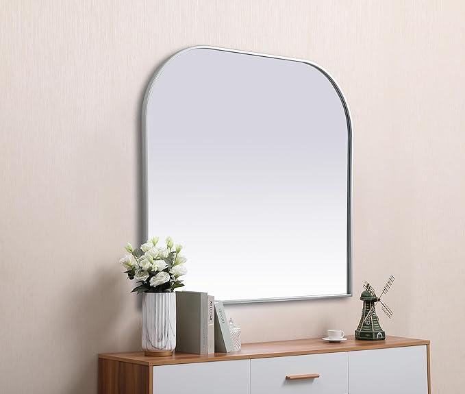 Illuminate, Metal Frame Arch Mirror 42X38 Inch in, Modern, Silver - ModernBath