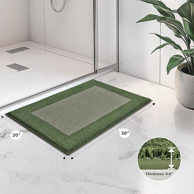 anllugs Bathroom Rugs 20" x 30", Non-Slip Extra Soft Absorbent Bath Rugs, Machine Washable Quick Dry Bath Mats for Bathroom Floor, Shower, Bathtub and Sink, Sage Green & Budding Green - ModernBath