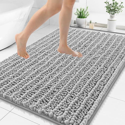 Smiry Bathroom Rugs Mat 48x32, Extra Soft Absorbent Chenille Bath Rugs, Non Slip Rubber Backing Machine Washable Quick Dry Bath Mats for Bathroom Floor, Tub, Shower, Home Decor Accessories, Light Grey - ModernBath