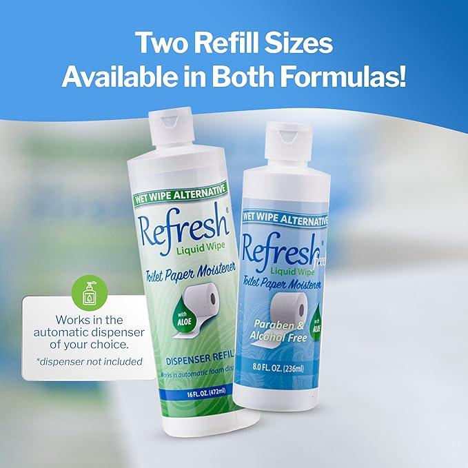 Refresh Liquid Wipe Toilet Paper Foam – Eco-Friendly Flushable Wet Wipe Alternative, Cleanses & Soothes with Witch Hazel & Aloe, Septic & Plumbing Safe,16 oz Dispenser Refill (1 Pack) - ModernBath