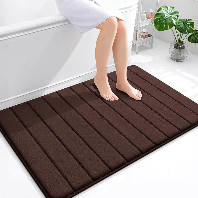 OLANLY Memory Foam Bath Mat 44x32, Super Soft Absorbent Bathroom Rugs, Quick Dry, Machine Washable Shower Floor Rugs, Bathmat Carpet, Bathroom Home Decor Accessories, Brown - ModernBath