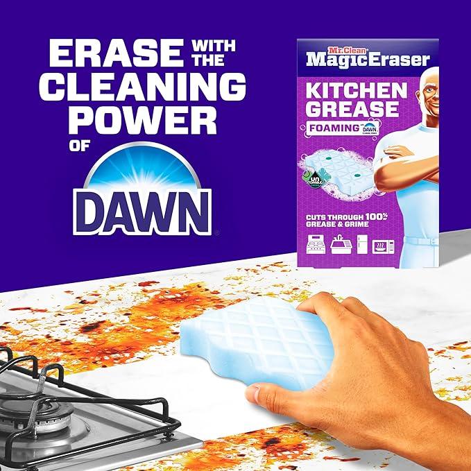 Mr. Clean Magic Eraser Foaming Sponge, Kitchen Grease Eraser, Dawn Cleaning Power, Oven Cleaner, Unstopables Fresh, 8ct - ModernBath
