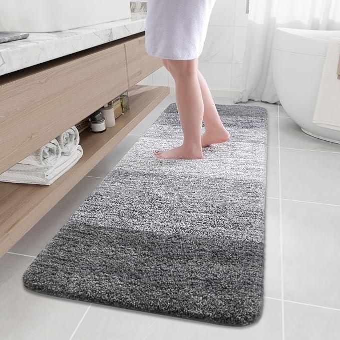 Arotive Microfiber Bathroom Rugs, Shaggy Soft and Absorbent Bath Rug, Non-Slip, Thick Plush Machine Washable Dry Bath Mats for Bathroom, Tub and Shower, 70x24, Grey, Rectangular - ModernBath