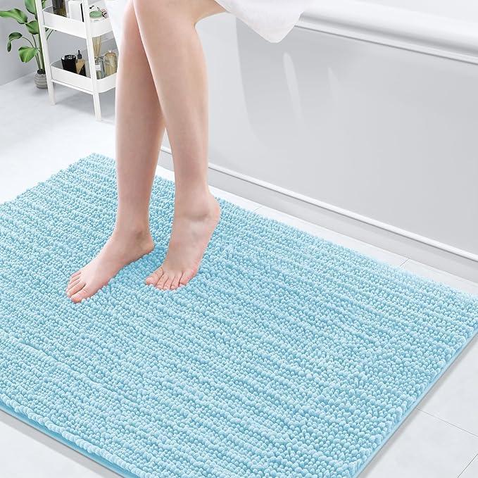 Arotive Luxury Chenille Bathroom Rug Mat, Extra Soft Thick Absorbent Shaggy Bath Rugs, Non-Slip Machine Wash Dry, Plush Bath Mats for Bathroom, Shower and Tub, 47x32, Blue - ModernBath