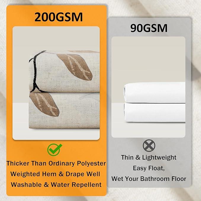 BOODII Tan Linen Shower Curtain for Bathroom Khaki Eucalyptus Leaves Shower Curtain Set with Hooks Watercolor Floral Plant Leaf for Bath Natural Waterproof Fabric Bathroom Decor, 72x72 - ModernBath