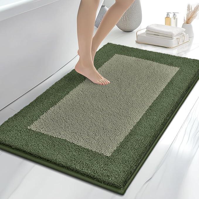 anllugs Bathroom Rugs 30" x 46", Non-Slip Extra Soft Absorbent Bath Rugs, Machine Washable Quick Dry Bath Mats for Bathroom Floor, Shower, Bathtub and Sink, Sage Green & Budding Green - ModernBath