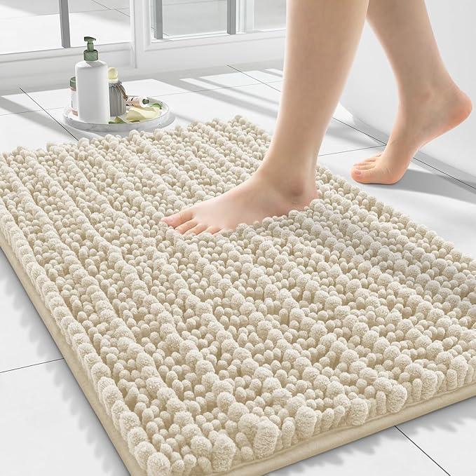 Smiry Bathroom Rugs Mat 24x16, Extra Soft Absorbent Chenille Bath Rugs, Non Slip Rubber Backing Machine Washable Quick Dry Bath Mats for Bathroom Floor, Tub, Shower, Home Decor Accessories, Sand - ModernBath