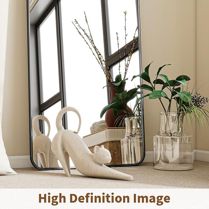 BEAUTYPEAK Black Full Length Mirror, 56"x21" Rounded Corner Floor Mirror Standing Hanging or Leaning Against Wall, Suitable for Bedroom or Dressing Room - ModernBath
