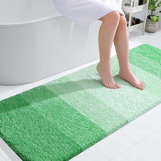 OLANLY Bathroom Runner Rugs 59x24, Extra Soft Absorbent Microfiber Bath Rugs, Rubber Backing, Quick Dry, Machine Washable Bath Mats for Bathroom Floor, Tub and Shower, Home Decor Accessories, Green - ModernBath