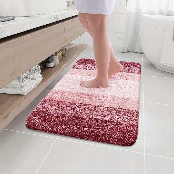 Arotive Microfiber Bathroom Rugs, Shaggy Soft and Absorbent Bath Rug, Non-Slip, Thick Plush Machine Washable Dry Bath Mats for Bathroom, Tub and Shower, 36x24, Burgundy, Rectangular - ModernBath