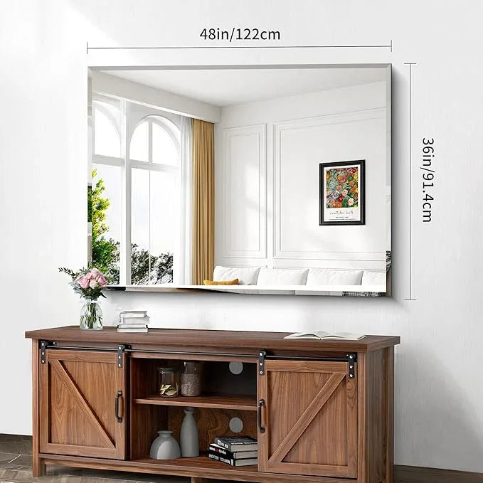 CILIBER Beveled Mirror, 36x48 Inch Large Frameless Bathroom Mirrors for Over Sink, Lightweight Design Beveled Frameless Vanity Mirror, Crystal-Clear 3mm Tempered Glass, Horizontally or Vertically - ModernBath