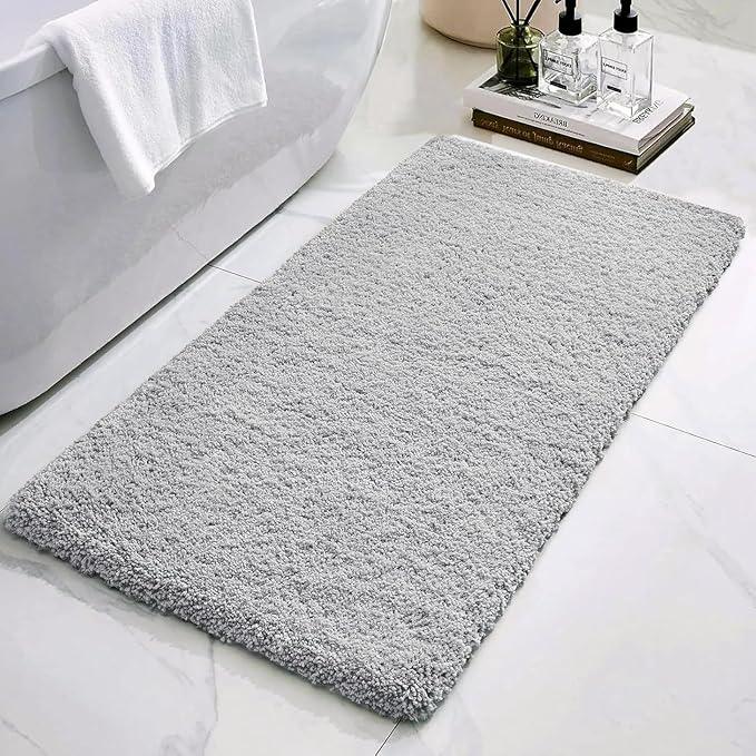 Ruggnovea Bathroom Rugs Non Slip Washable 59x24, Ultra Soft Thick Shaggy Absorbent Bath Mats, High Density Foam Latex Non Slip Backing Bath Rugs, Microfiber Bath Mats for Bathroom Floor&Sink,Grey - ModernBath