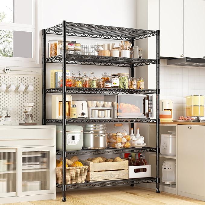 REIBII 71" H Metal Shelves 6 Tier Storage Shelves 1200LBS Adjustable Shelving Units and Wire Shelving Unit Storage Rack Shelf Metal Shelving, 71" H x 29" W x 14" D - ModernBath