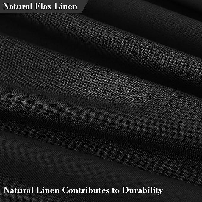 Nanspring Extra Long Black Boho Linen Shower Curtain 84 Inches Textured Heavy Duty Fancy Tassel Farmhouse Fabric Bath Curtain Set with Hooks Neutral Modern Luxury Shower Curtains for Bathroom 72x84 - ModernBath