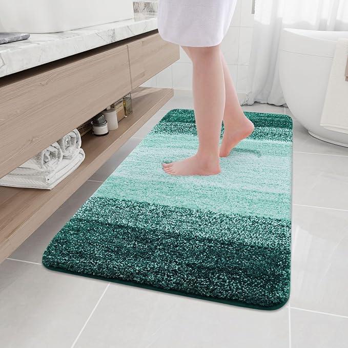 Arotive Microfiber Bathroom Rugs, Shaggy Soft and Absorbent Bath Rug, Non-Slip, Thick Plush Machine Washable Dry Bath Mats for Bathroom, Tub and Shower, 50x30, Dark Green, Rectangular - ModernBath
