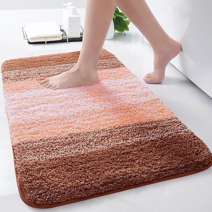 Arotive Microfiber Bathroom Rugs, Shaggy Soft and Absorbent Bath Rug, Non-Slip, Thick Plush Machine Washable Dry Bath Mats for Bathroom, Tub and Shower, 24x16, Orange, Rectangular - ModernBath