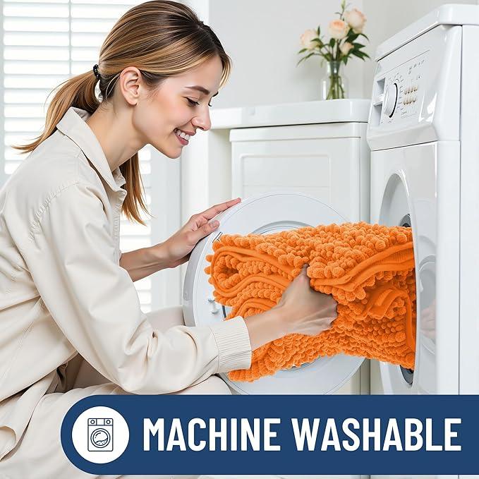 Smiry Bathroom Rugs Mat 30x20, Extra Soft Absorbent Chenille Bath Rugs, Non Slip Rubber Backing Machine Washable Quick Dry Bath Mats for Bathroom Floor, Tub, Shower, Home Decor Accessories, Orange - ModernBath