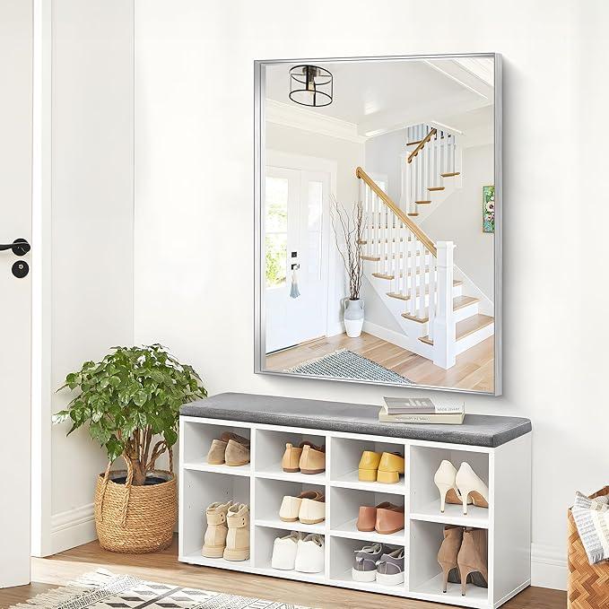 NIMURY Silver Bathroom Mirror, 36x48 Inch Rectangular Deep Frame Mirror, Large Wall Mounted Bathroom Vanity Mirror Over Sink for Bedroom,Restroom, Living Room, Hangs Vertically or Horizontally - ModernBath