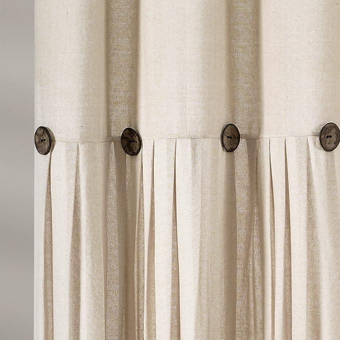 Lush Decor Linen Button Shower Curtain, 72" W x 72" L, Dark Linen - Beige Shower Curtain Fabric - Rustic Bathroom Curtain - Farmhouse Bathroom Decor - ModernBath