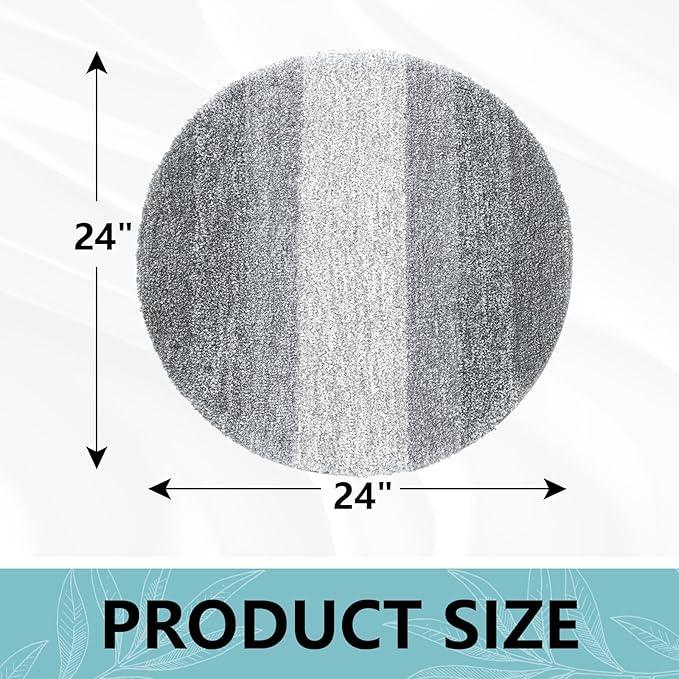 Arotive Microfiber Bathroom Rugs, Shaggy Soft and Absorbent Bath Rug, Non-Slip, Thick Plush Machine Washable Dry Bath Mats for Bathroom, Tub and Shower, 24x24, Grey, Round - ModernBath