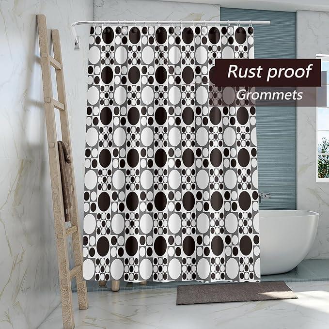 TIKABC Shower Curtain Liner, 4G PEVA Black and White Circles Shower Liner, Plastic Waterproof Shower Curtains, 72x72 inch with Grommet Holes 3 Magnetic Weights - ModernBath