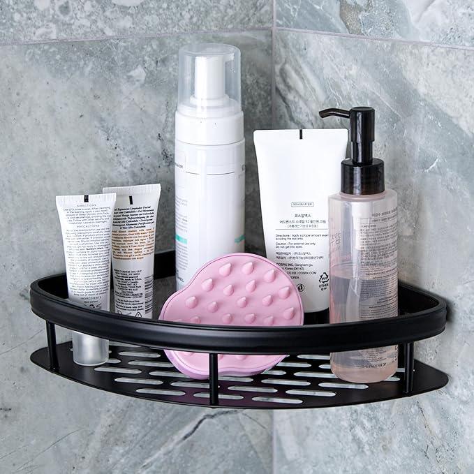 Cadella USA | Corner Shower Shelves | 2-Pack | No Drill Self-Adhesive | Black Bathroom Organizer - ModernBath