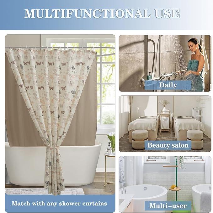 Nasitos Fabric Shower Curtain or Liner 4 Pack - W72 x H72 - Hotel Quality & Water Resistant Cloth Shower Liner for Bathroom, Machine Washable, Standard Size (Khaki, Include 8 Magnets) - ModernBath