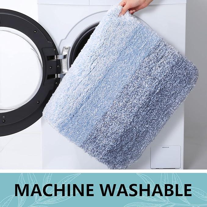 Arotive Microfiber Bathroom Rugs, Shaggy Soft and Absorbent Bath Rug, Non-Slip, Thick Plush Machine Washable Dry Bath Mats for Bathroom, Tub and Shower, 24x16, Light Blue, Rectangular - ModernBath