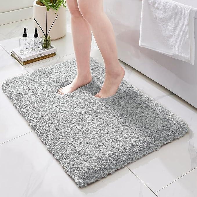 Ruggnovea Bathroom Rugs Non Slip Washable 36x24, Ultra Soft Thick Shaggy Absorbent Bath Mats, High Density Foam Latex Non Slip Backing Bath Rugs, Microfiber Bath Mats for Bathroom Floor&Sink,Grey - ModernBath